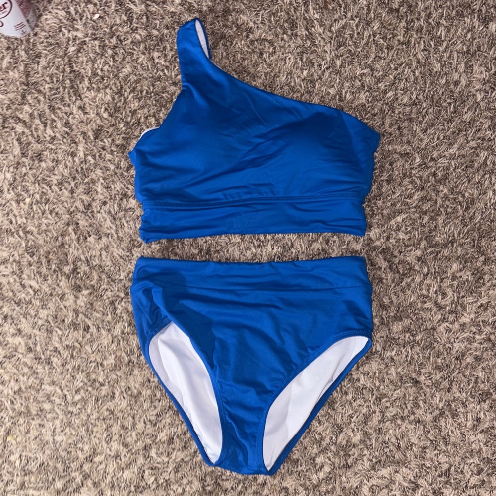 Blue One-Shoulder Bikini Set